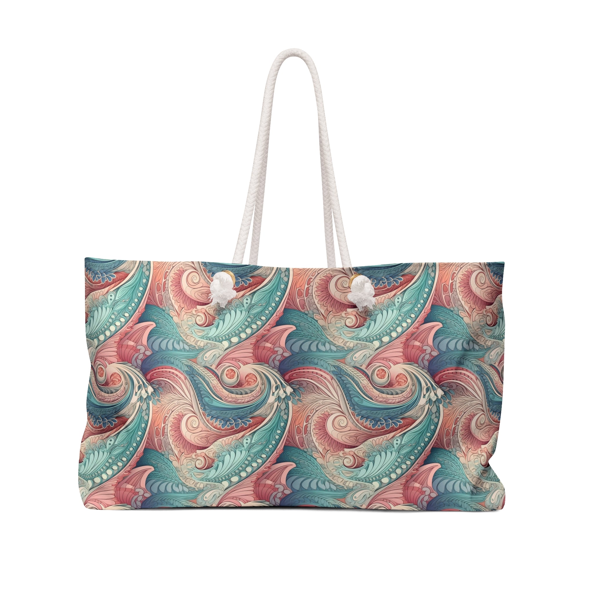 Bohemian Weekender Bag with Vibrant Swirls
