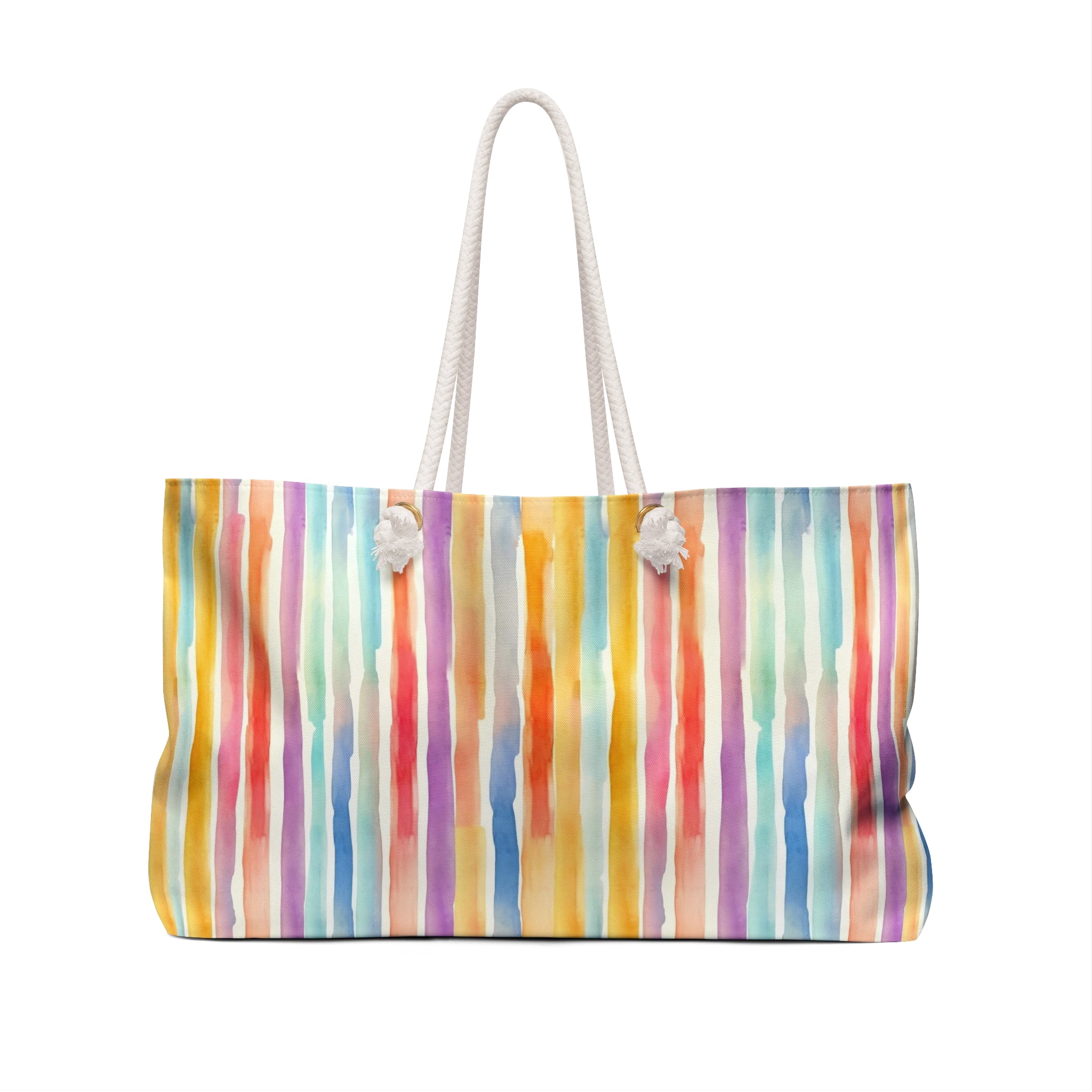 Vibrant Striped Weekender Bag, Travel Tote
