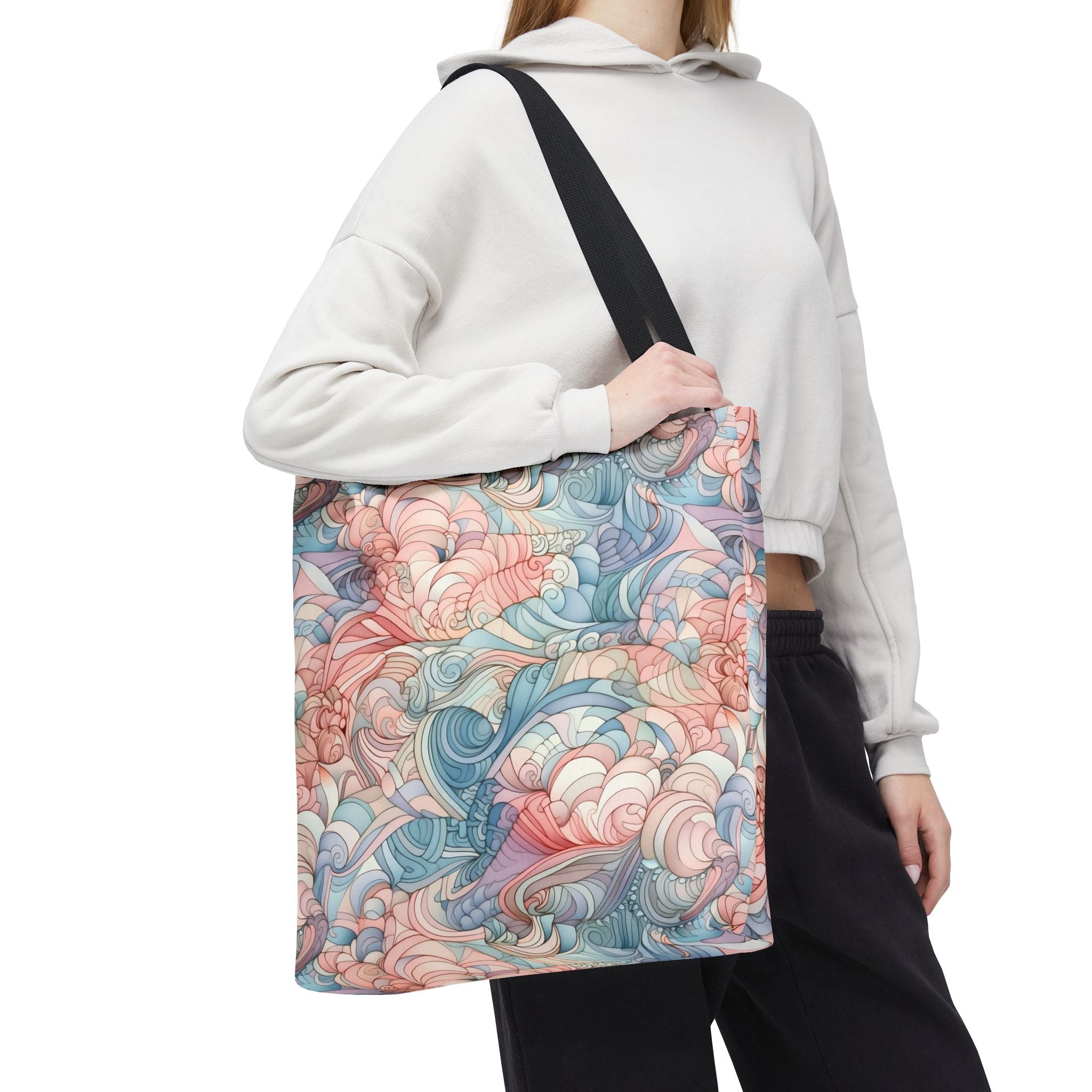 Artistic Tote Bag with a Colorful Swirl Design