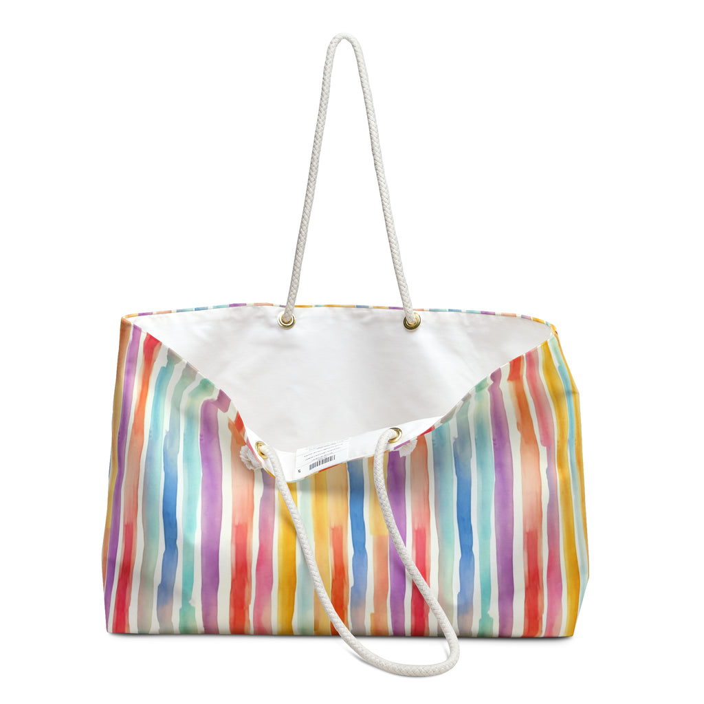 Vibrant Striped Weekender Bag, Travel Tote