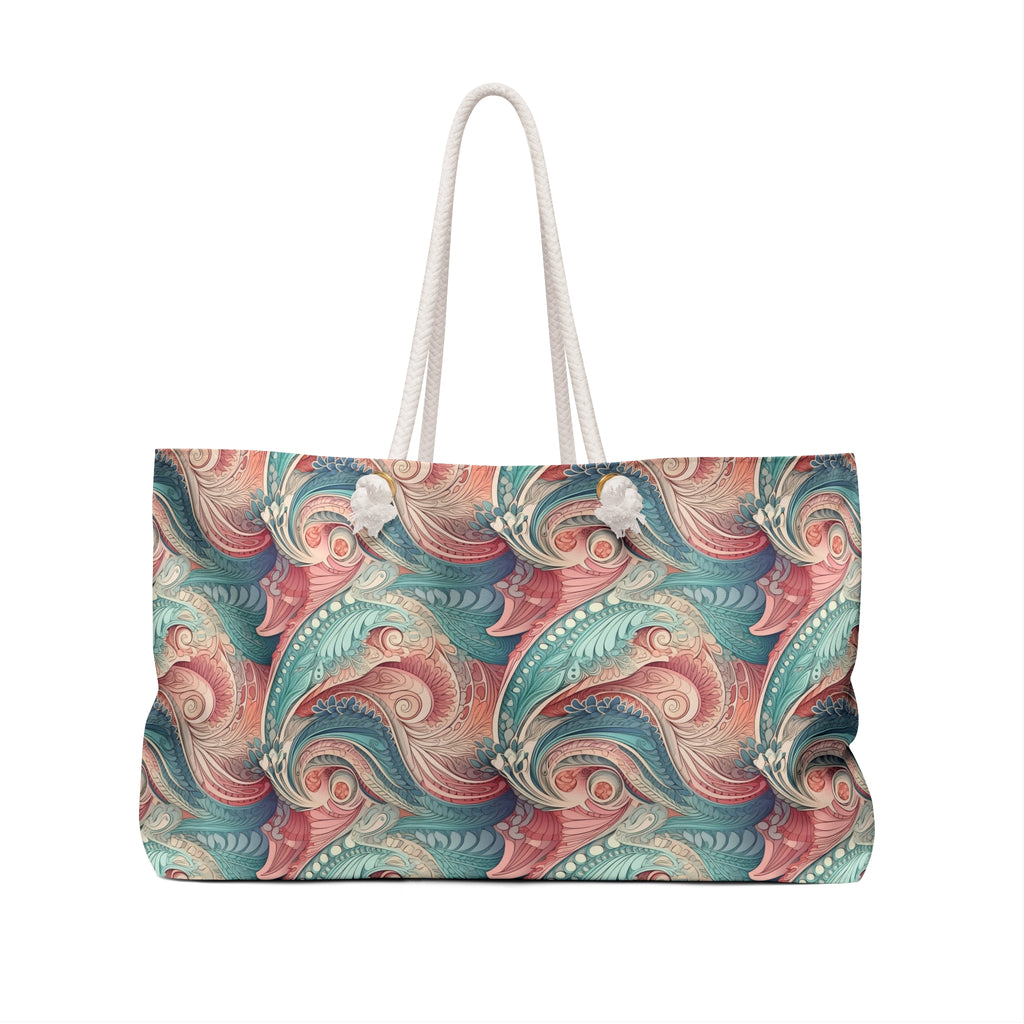 Bohemian Weekender Bag with Vibrant Swirls