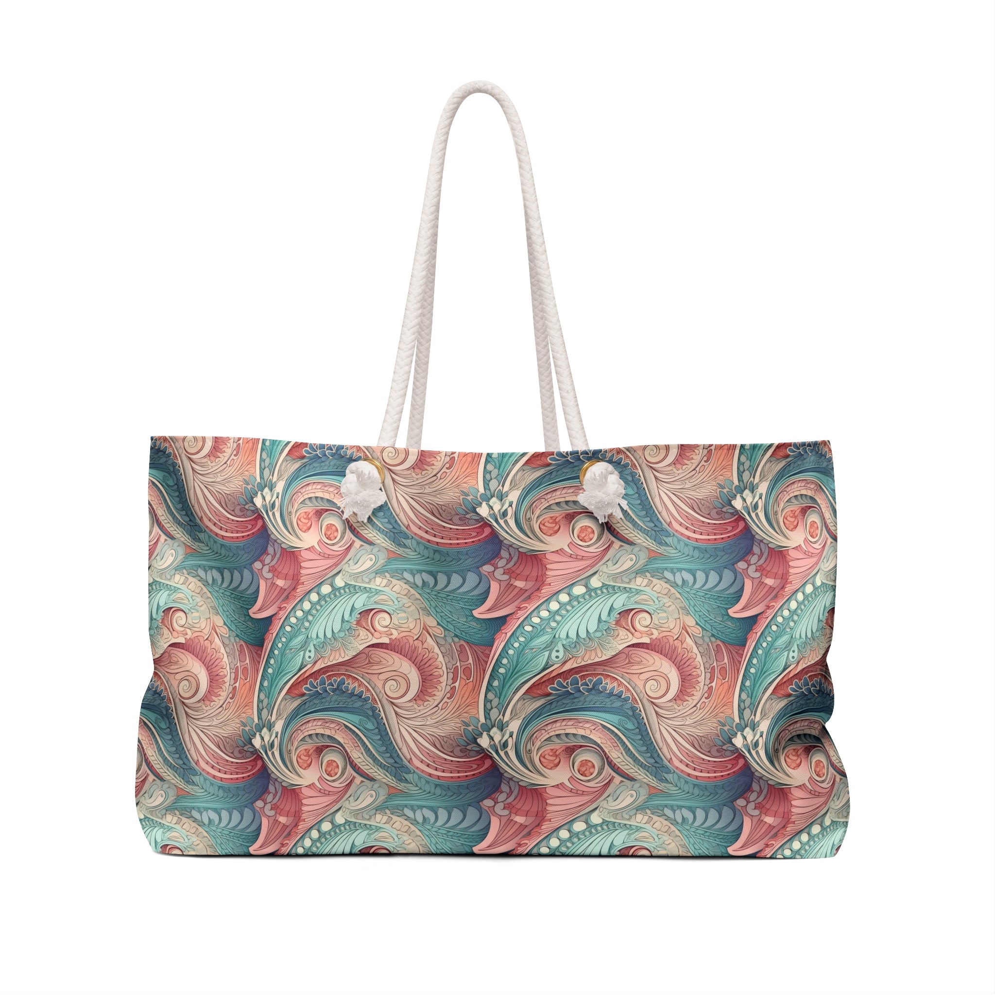 Bohemian Weekender Bag with Vibrant Swirls