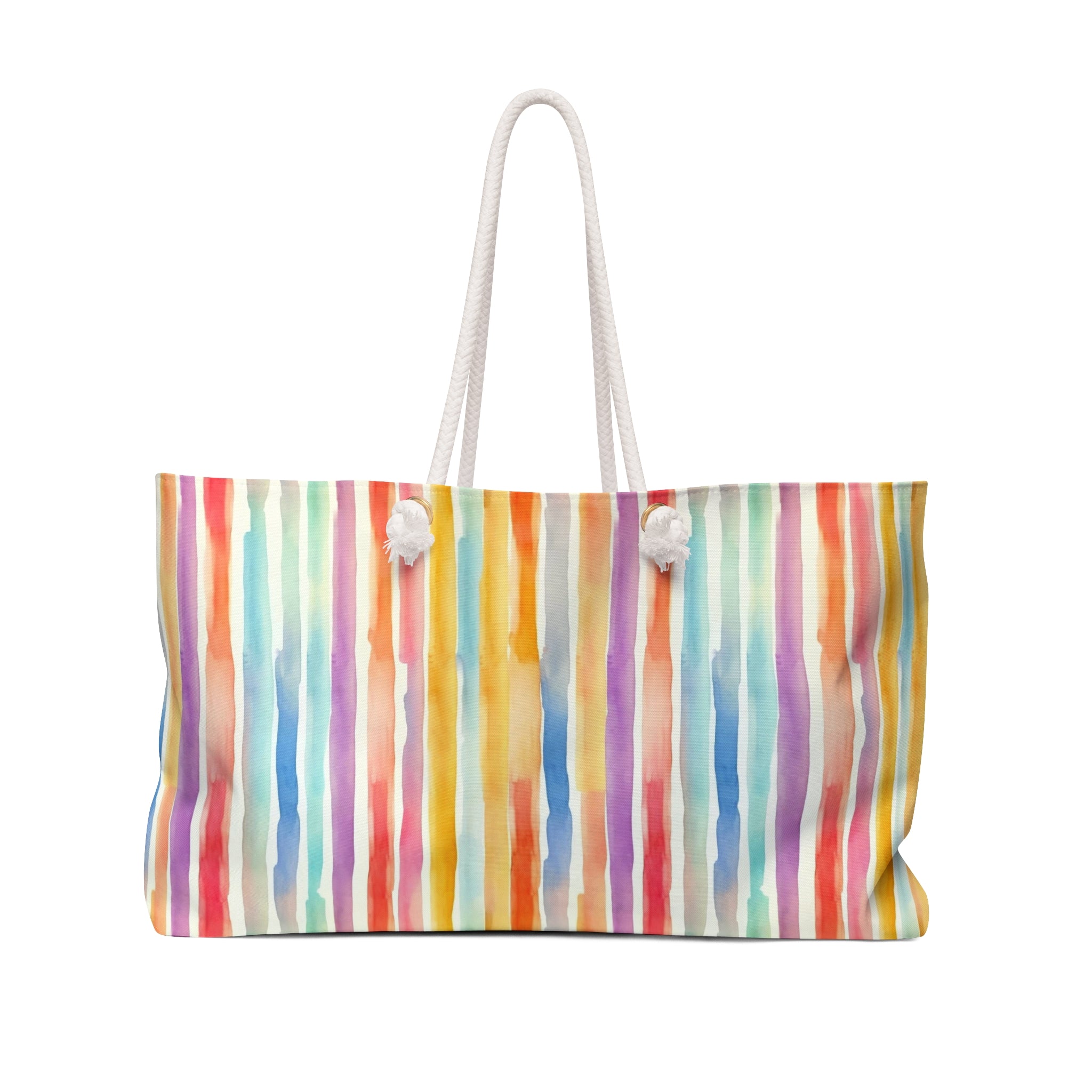 Vibrant Striped Weekender Bag, Travel Tote