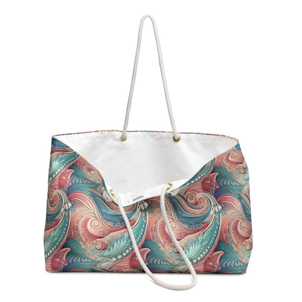 Bohemian Weekender Bag with Vibrant Swirls